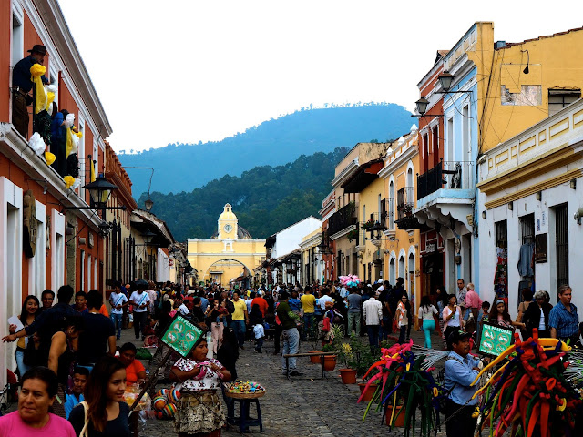 Busy streets of Antigua, Guatemala