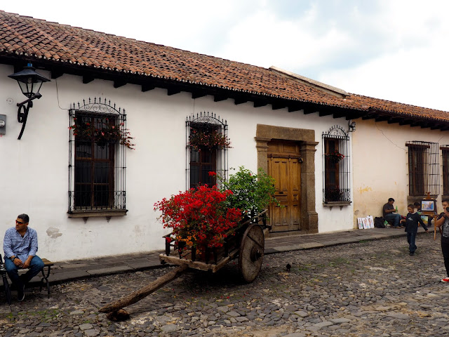 Simple house and wagon in Antigua, Guatemala