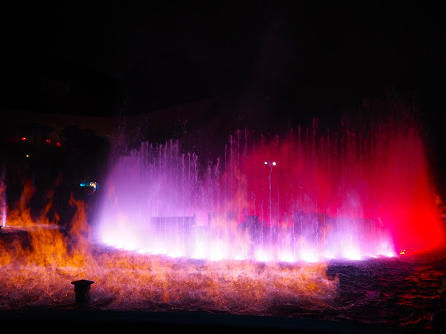Fountains and flames during Symbio show, Ocean Park