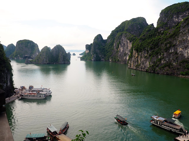 Boats in Halong Bay, taken from the Surprise Cave, Vietnam
