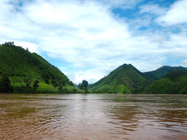 Landscape views around the banks of the Mekong river in Laos