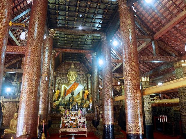 Interior of Wat Xiengthong in Luang Prabang, Laos