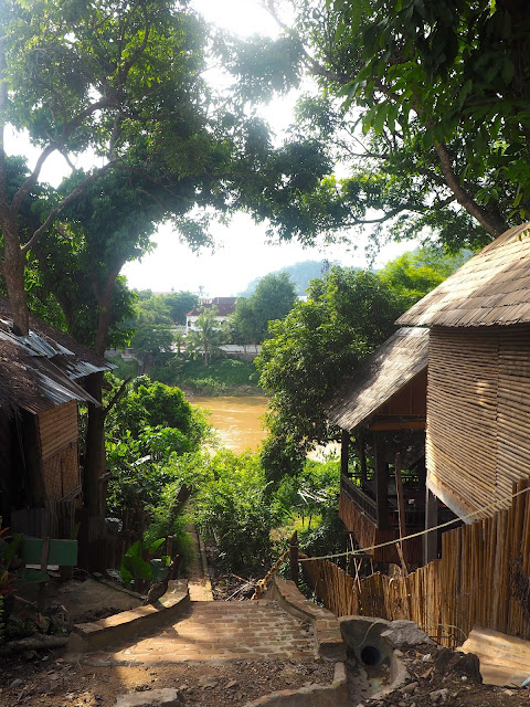 Village streets across the river in Luang Prabang, Laos