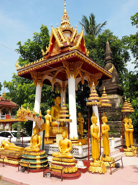 Gold Buddha statues around Wat Sisaket, Vientiane, Laos