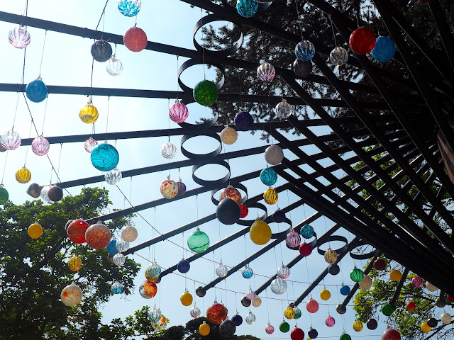 Colourful glass baubles on an installation on Namiseom Island, Gapyeong, South Korea