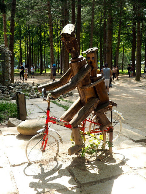 Wooden bicycle statue on Namiseom Island, Gapyeong, South Korea