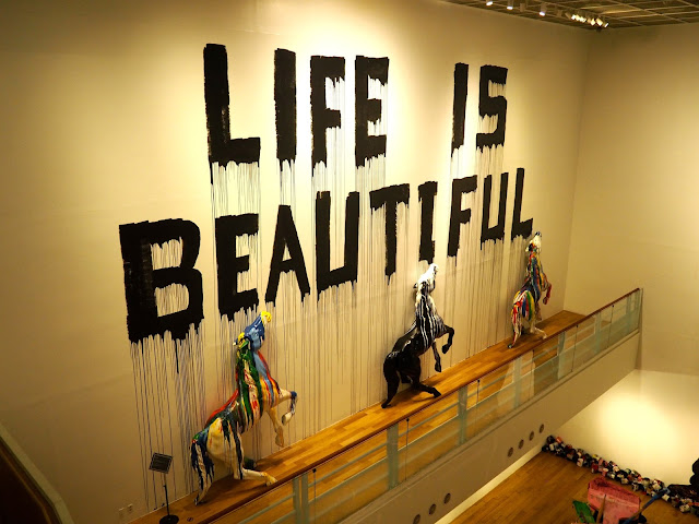 Life is beautiful - Mr Brainwash exhibit at ARA Modern Art Museum, Seoul, South Korea