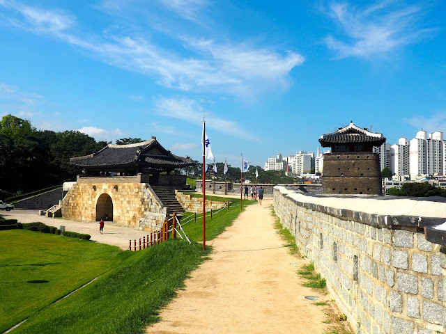 Hwaseong fortress walls around Suwon, Gyeonggi-do, South Korea