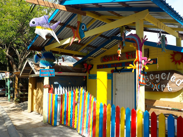 Colourful art shop in West End, Roatan Island, Honduras