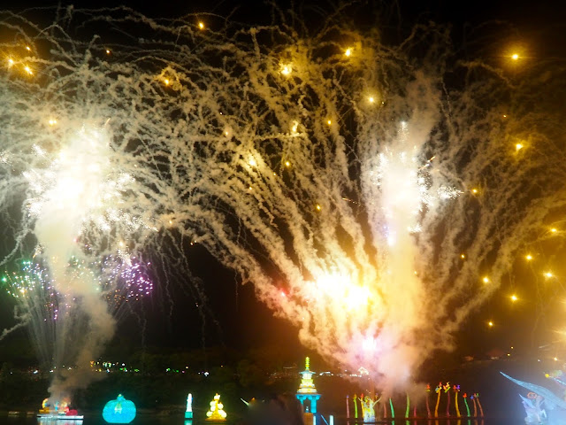 Opening fireworks display and river lanterns at Jinju Lantern Festival, South Korea