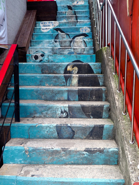 Penguin staircase mural in Gamcheon Village, Busan, South Korea