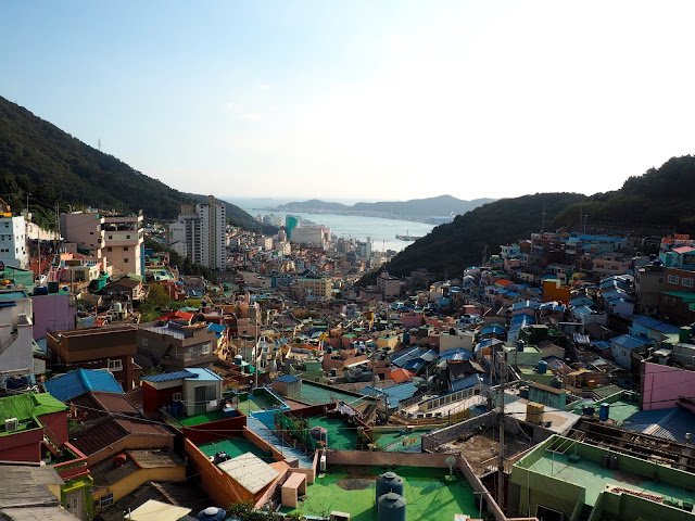 View from a rooftop cafe over Gamcheon Village, Busan, South Korea