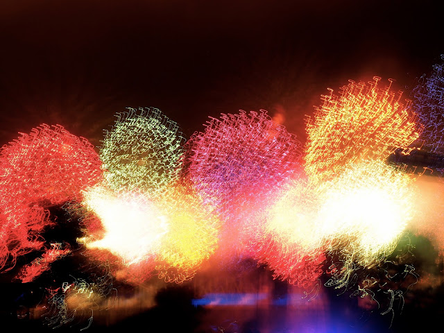 Firework explosion at the 12th Busan Firework Festival on Gwangalli Beach