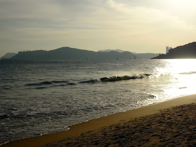 Afternoon sunlight on waves at Haeundae beach, Busan, South Korea