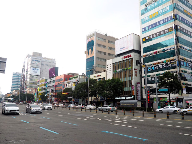 Wide main road through Seomyeon, Busan, South Korea