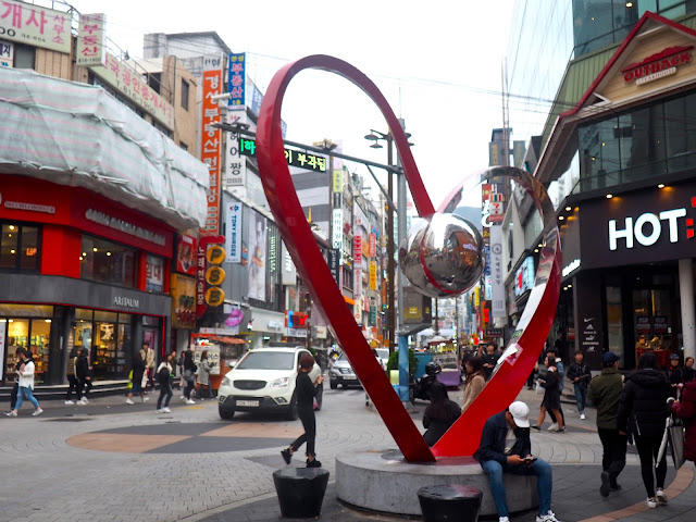 Heart statue in the shopping streets in Seomyeon, Busan, South Korea