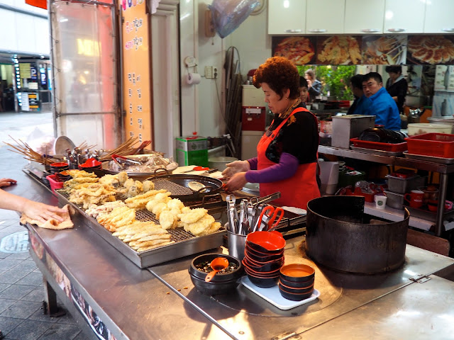 Street food being cooked in Seomyeon, Busan, South Korea