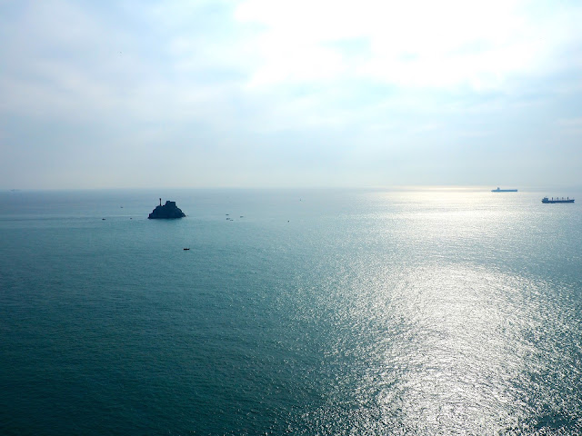 Ocean view of Teapot Island from the Observatory in Taejongdae Park, Busan, South Korea