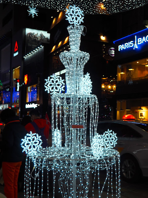 Fountain of white lights as part of the Christmas display in Nampo, Busan, South Korea