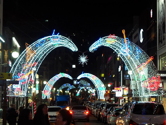 Arches over the street - Christmas lights in Nampo, Busan, South Korea