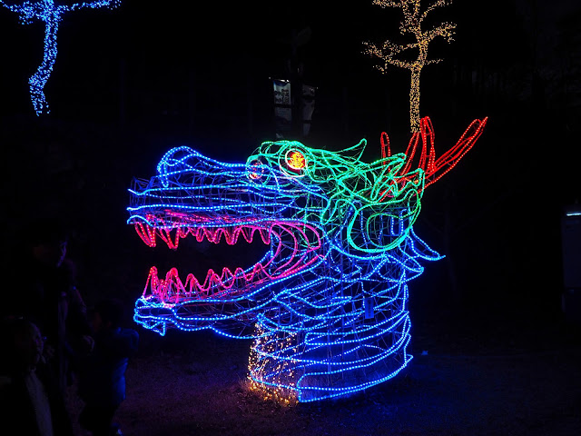 Dragon head display at the Light Festival at Boseong Green Tea Plantation, South Korea