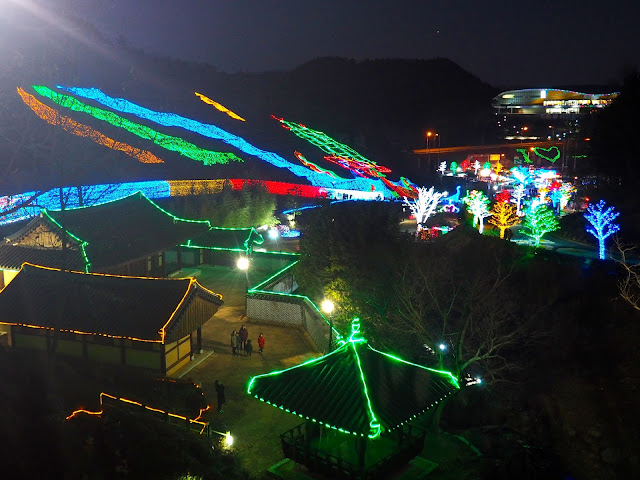 Looking down over the Light Festival at Boseong Green Tea Plantation, South Korea