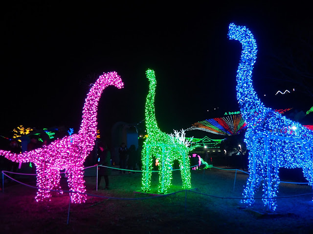 Dinosaur display at the Light Festival at Boseong Green Tea Plantation, South Korea