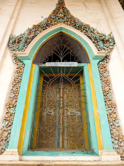 Temple window in Battambang, Cambodia