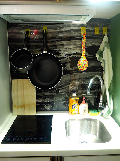 Kitchen counter in my studio apartment in Sham Shui Po, Kowloon, Hong Kong