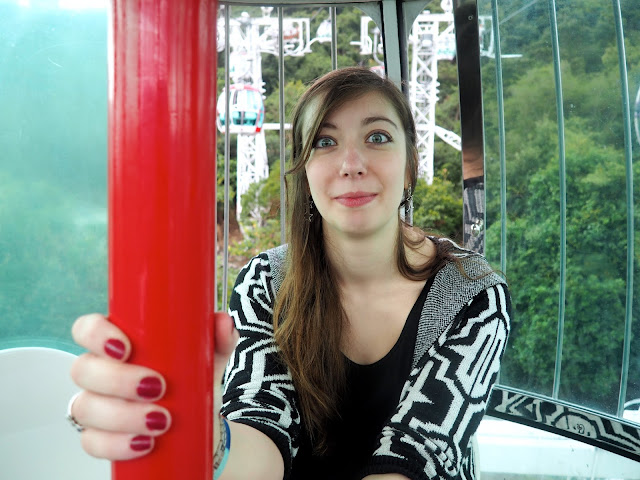 Riding the cable cars in Ocean Park, Hong Kong