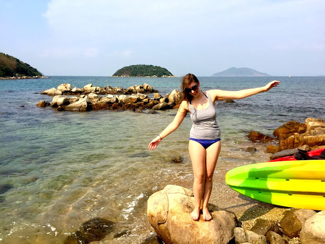 Posing on the rocks while kayaking at Hoi Ha, Sai Kung Peninsula, Hong Kong