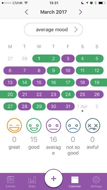 Daylio mood tracker app screenshot