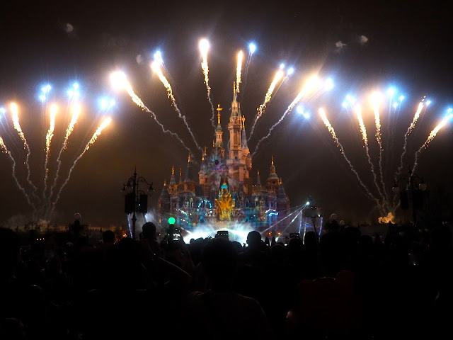 Ignite the Dream evening light & fireworks show on the Enchanted Castle at Shanghai Disneyland, China