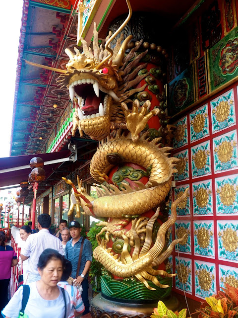 Golden dragon on exterior of Jumbo Kingdom floating restaurant near Aberdeen, Hong Kong