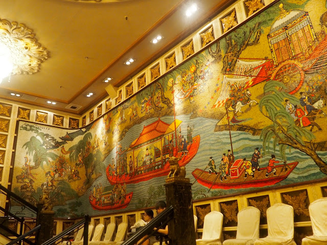 Interior wall art in Jumbo Kingdom floating restaurant near Aberdeen, Hong Kong
