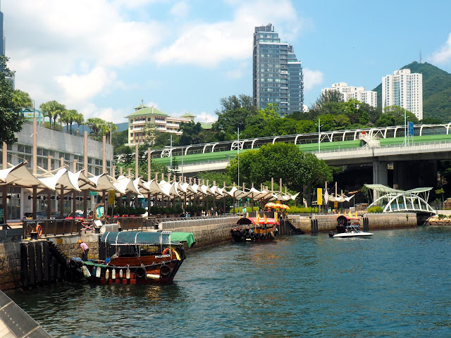 Sampans moored along the promenade at Aberdeen, Hong Kong
