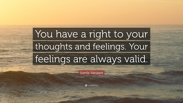 Quote "You have a right to your thoughts and feelings. Your feelings are always valid." on ocean sunset background