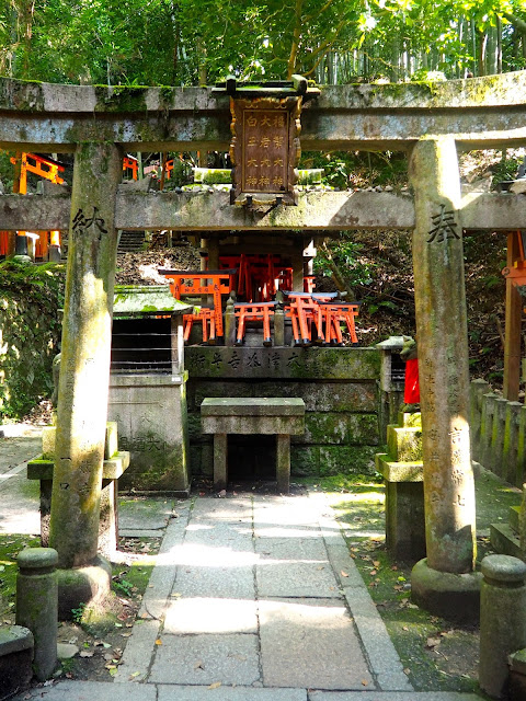 Mountain trail shrine at Fushimi Inari Taisha Shrine, Kyoto, Japan