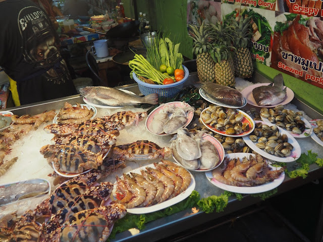 Seafood stall at Naka Weekend Market, Phuket, Thailand