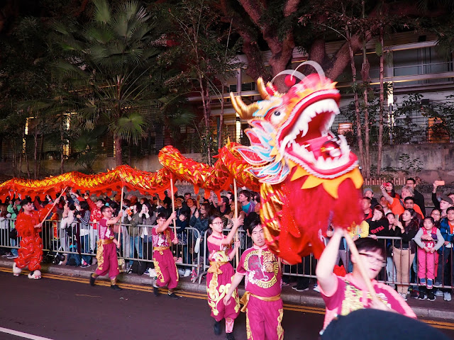 Lion Dance, Chinese New Year parade, Kowloon, Hong Kong