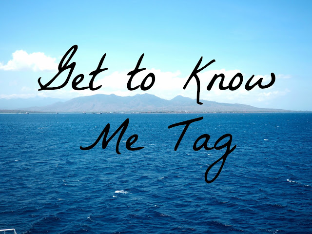 Get to Know Me Tag text on ocean background