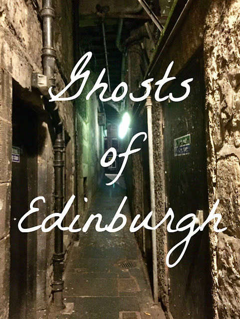 'Ghosts of Edinburgh' text on background of Edinburgh close at night