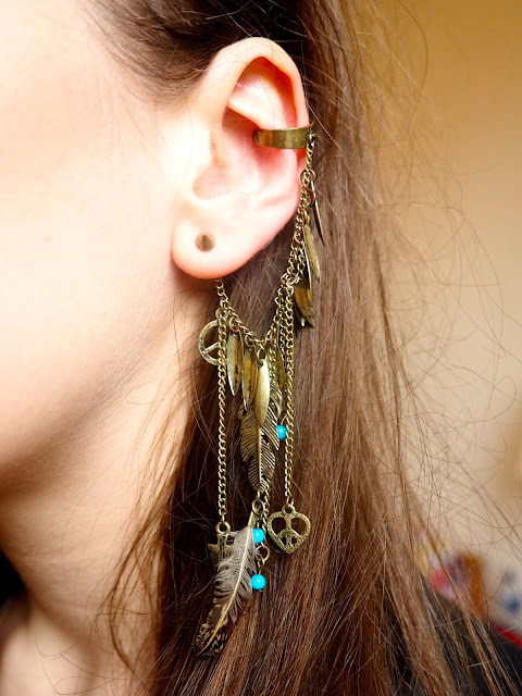 Touch the Sky - outfit jewellery details of gold feathered ear cuff, Disneybound as Merida from Brave