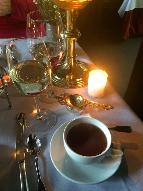Drinks with afternoon tea in The Witchery by the Castle, Edinburgh