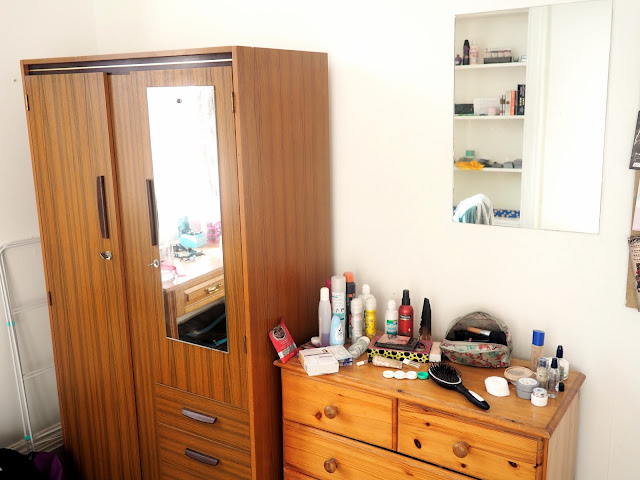 Dressing table details in bedroom in shared Edinburgh flat