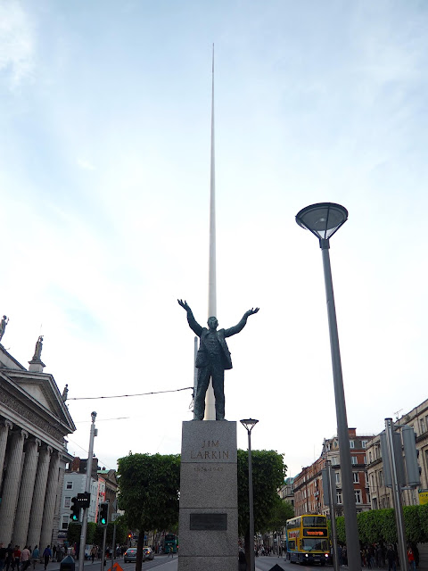 Jim Larkin statue & the Spire, Dublin, Ireland