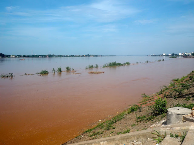 Flooded river through Vientiane, Laos