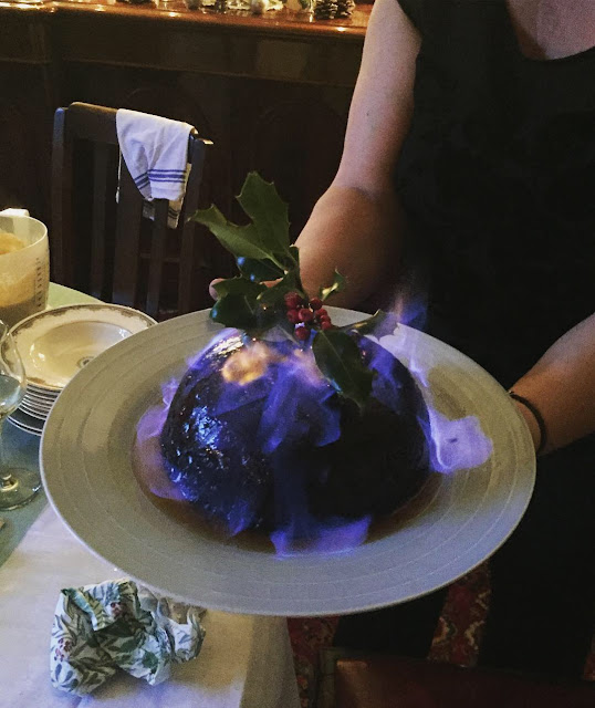 Flaming Christmas pudding