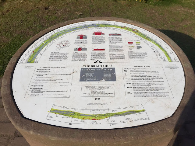 Seven Hills information point on the summit of Braid Hills hiking path, Edinburgh, Scotland
