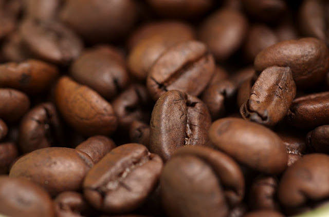 Close up of brown coffee beans